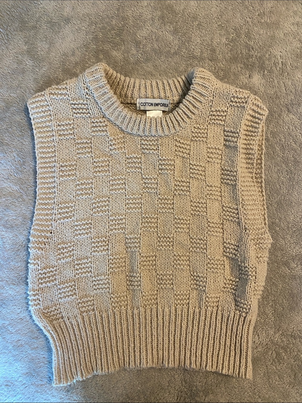 Cotton Emporium Women’s Textured Knit Sweater Top – Cream/Beige – Size M
